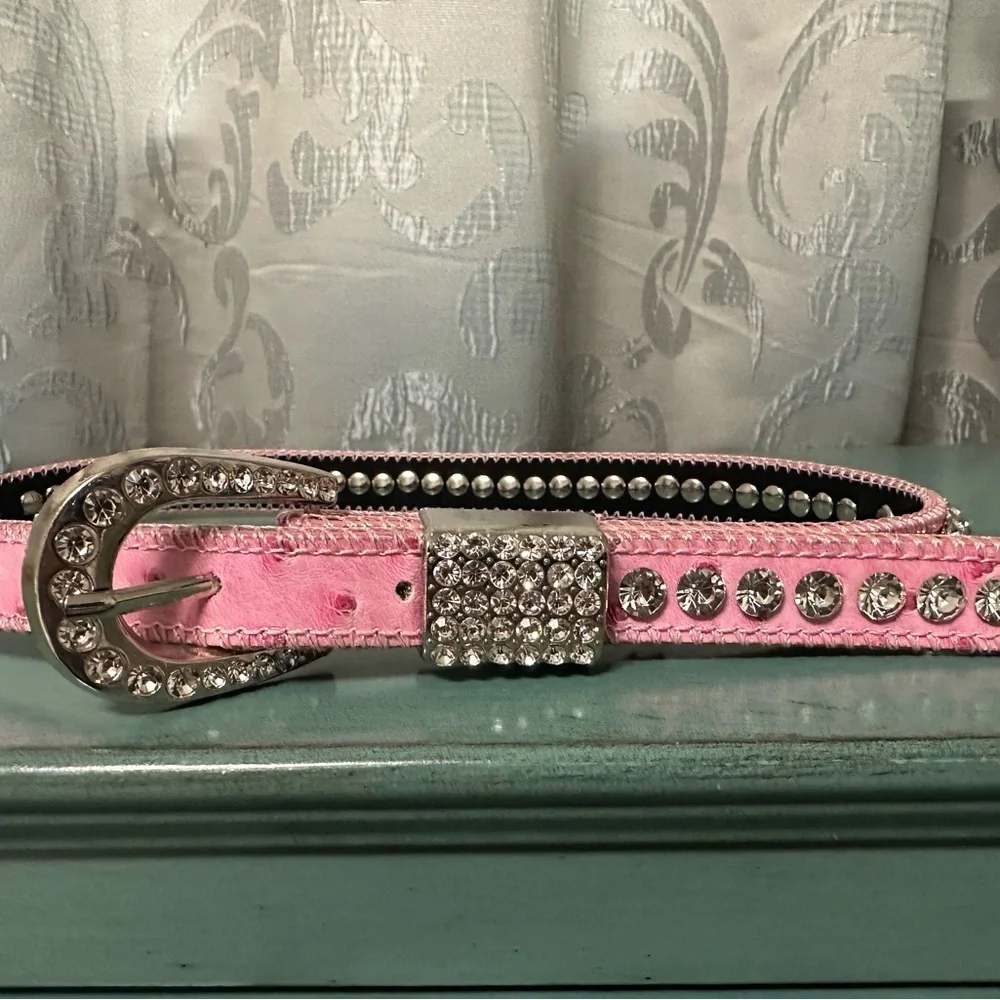 Shyanne Countrywear Girl's Ostrich Print Rhinestone Belt Size 24